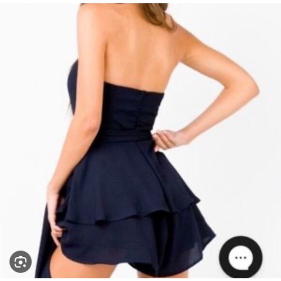 NWT Princess Polly Rolla Romper Playsuit Navy Blue Ruffle 2 - Picture 2 of 6